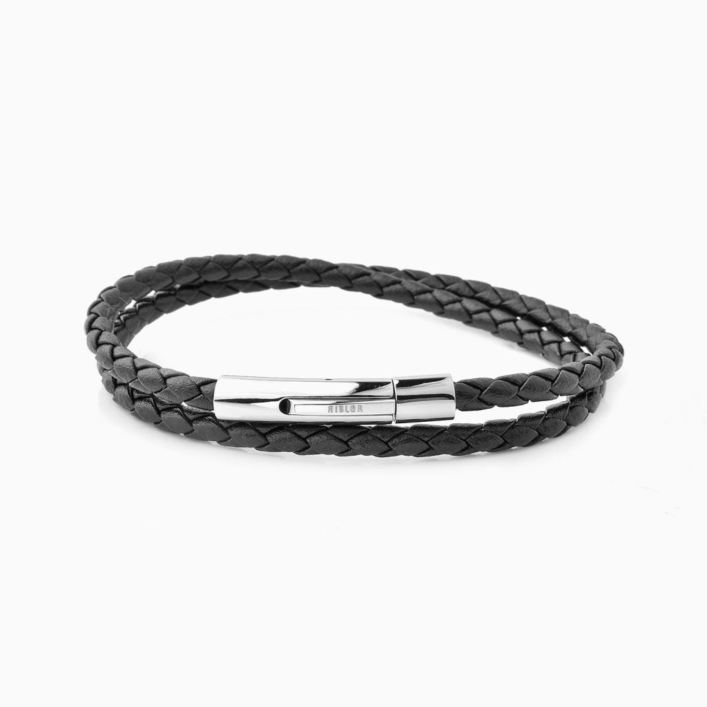 Benito Double Wrap Leather Bracelet Black And Black